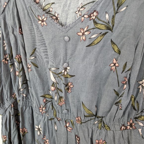Torrid Gray Short Sleeve Blouse Pink Floral - Picture 5 of 8